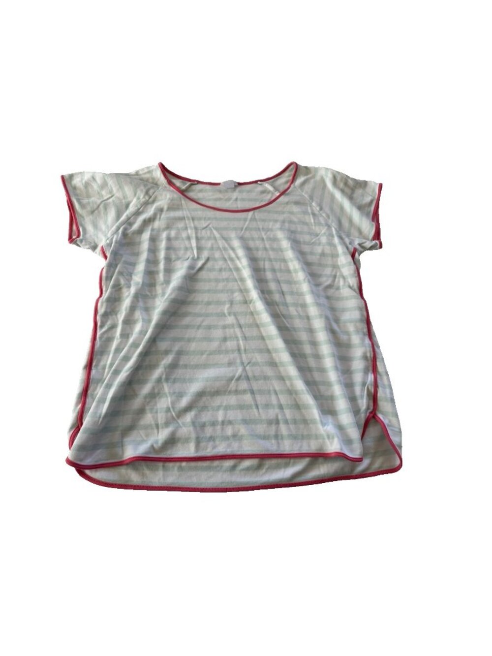 Lake Womens XL Pima Cotton Green Striped Cotton Top Lounge Casual